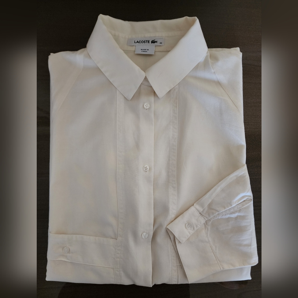 Lacoste Women's White Silk Shirt, Size 42